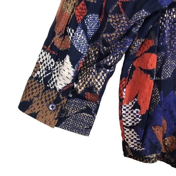 Blair Women's Long Sleeve Button Shirt Plus Size 2XL Leaf Print Lightweight Fall - Picture 3 of 9